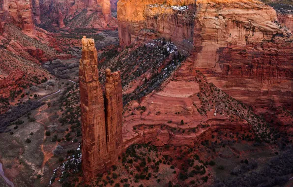 Картинка природа, скала, столб, Аризона, США, Каньон-де-Шей