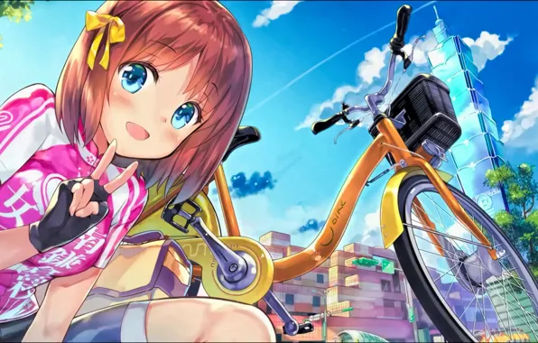 Картинка girl, bike, anime, asian, manga, japanese, bishojo