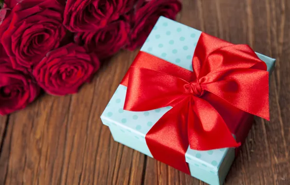 Картинка red, love, romantic, hearts, gift, roses, valentine`s day