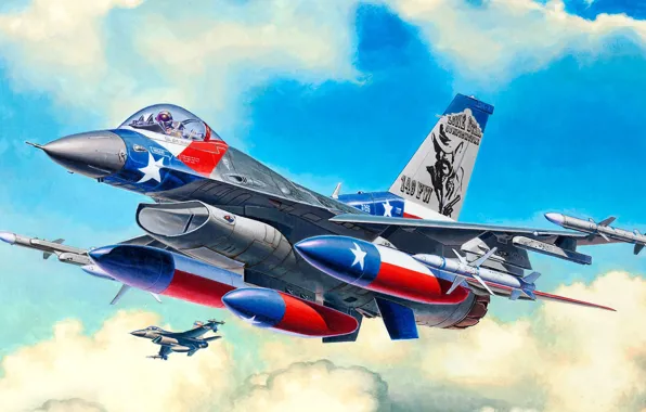 Картинка Fighting Falcon, General Dynamics, F-16C, истребитель четвёртого поколени, американский многофункциональный лёгкий