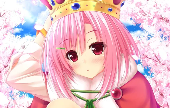 Картинка girl, anime, crown, queen, japanese, bishojo, Sakura Quest