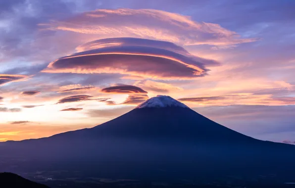 Картинка облака, гора, Япония, гора Фуджи