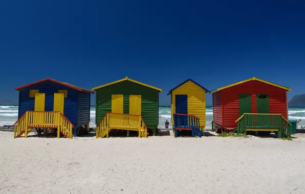 Картинка песок, море, пляж, океан, ЮАР, пляжный домик, Мёйзенберг