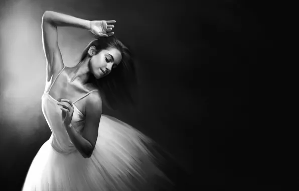 Картинка девушка, поза, черно-белое, балерина, Sofie Inuk Edelfelt