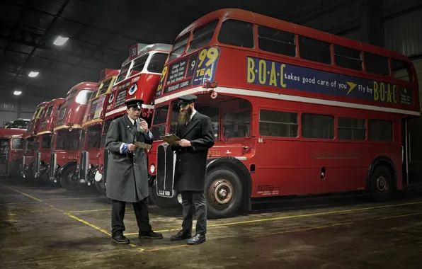 Картинка ретро, Англия, автобусы
