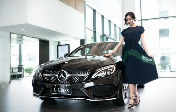 Картинка белый, Mercedes-Benz, платье, азиатка, мерседес, C-Class