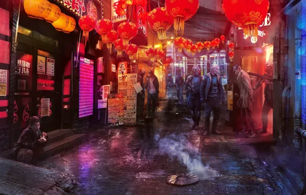 Картинка фонарики, Concept art, Inspired by Ghost In The Shell, Shanghai 2020