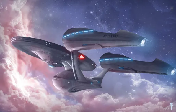 Картинка звёзды, летательный аппарат, USS Enterprise