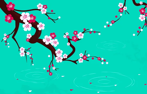 Картинка цветы, вишня, фон, ветка, текстура, Cherry, blossom, background
