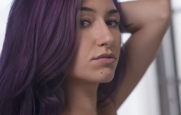 Картинка взгляд, девушка, лицо, модель, Moon, фиолетовые волосы