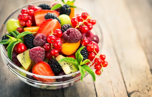 Картинка ягоды, малина, клубника, фрукты, смородина, салат, dessert, fruit salad