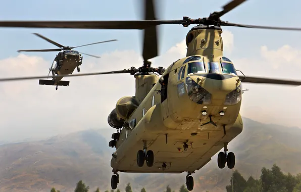 Картинка США, Афганистан, UH-60, вертолёты, Chinook, CH-47, Blackhawk