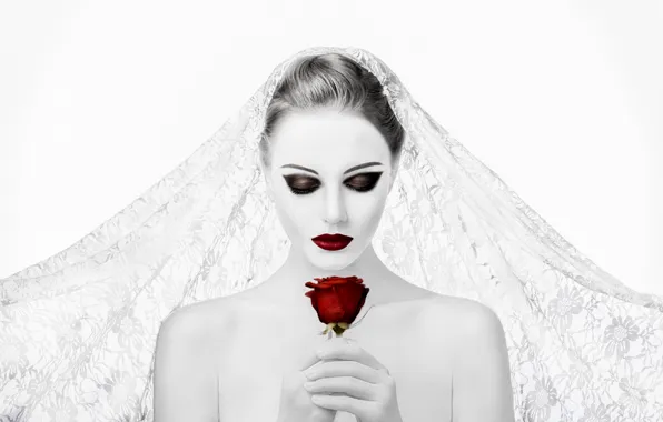 Картинка девушка, роза, макияж, невеста