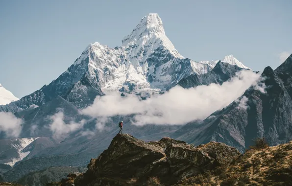 Картинка горы, скалы, человек, гора, Гималаи
