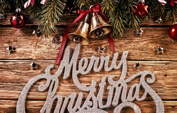 Картинка украшения, шары, елка, Новый Год, Рождество, подарки, happy, колокольчики, Christmas, wood, New Year, Merry Christmas, …