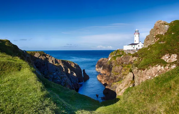 Картинка море, скалы, маяк, Ирландия, Ireland