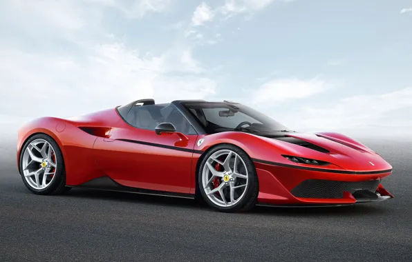 Картинка car, Ferrari, red, logo, sky, cloud, horse, asphalt, kumo, stallion, Ferrari J50, J50