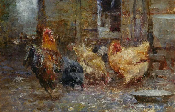 Картинка животные, птицы, картина, Frederick McCubbin, Фредерик Мак-Каббин, Куры
