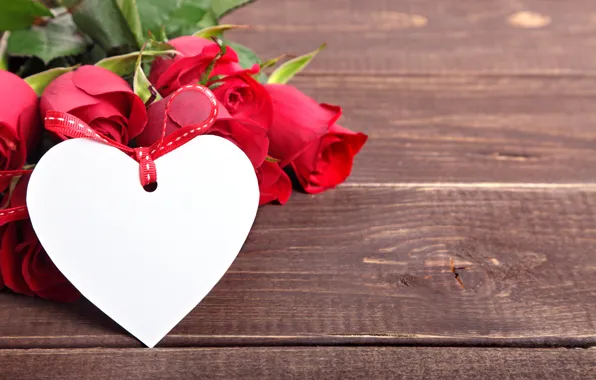 Картинка red, love, heart, romantic, gift, roses, красные розы, valentine`s day