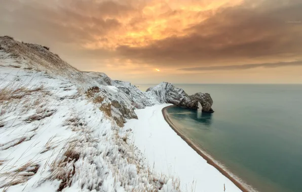 Картинка зима, море, скалы