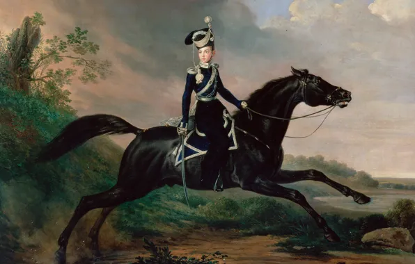 Картинка картина, Франц Крюгер, Александра Николаевича, Конный портрет великого князя