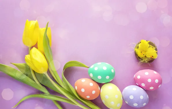 Картинка цветы, весна, Пасха, сердечки, тюльпаны, wood, flowers, hearts, tulips, spring, Easter, eggs, decoration, Happy, яйца …