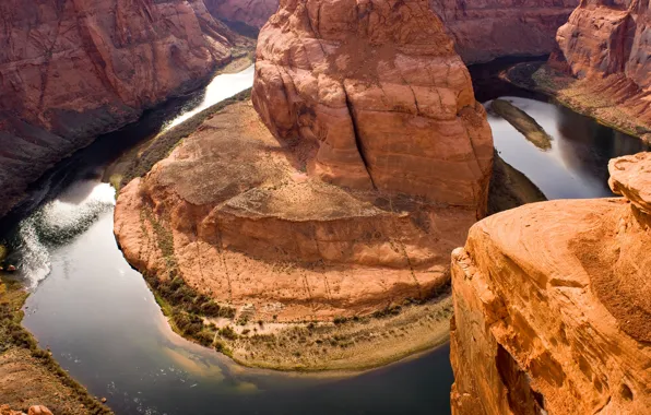 Картинка река, скалы, высота, каньон, США, Гранд-Каньон