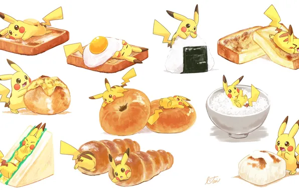 Картинка еда, арт, пикачу, pokemon, pikachu