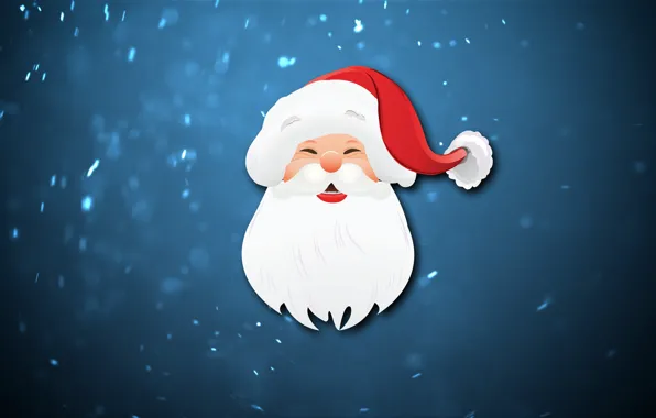 Картинка Минимализм, Снег, Новый Год, Лицо, Рождество, Снежинки, Санта, Праздник, Санта Клаус, Санта-Клаус