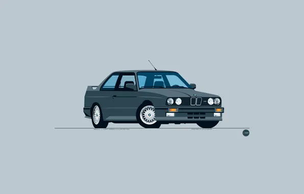 Картинка Авто, Черный, Рисунок, BMW, Машина, БМВ, Арт, BMW M3, 1989, Nik Schulz, 1989 BMW M3