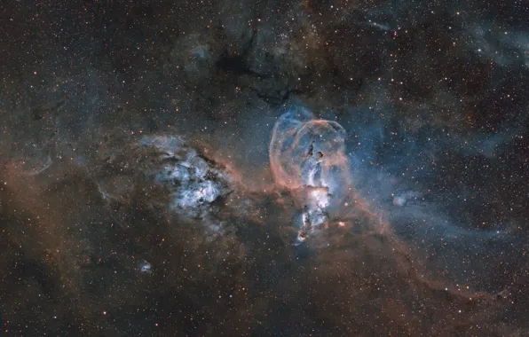 Картинка туманность, NGC 3576, эмиссионная, в созвездии Киль