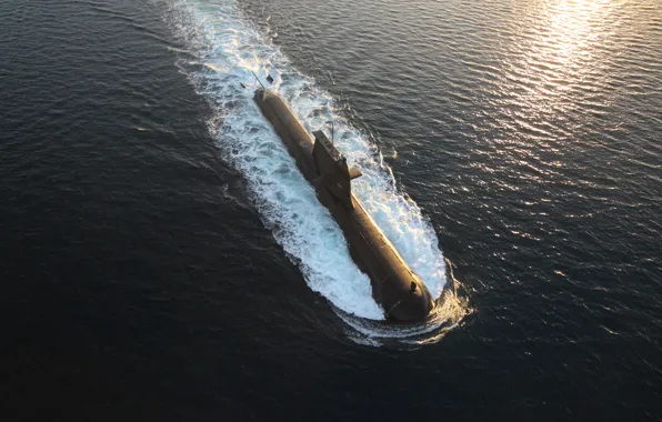 Картинка дизельная подводная лодка, hmas waller, надводное положение