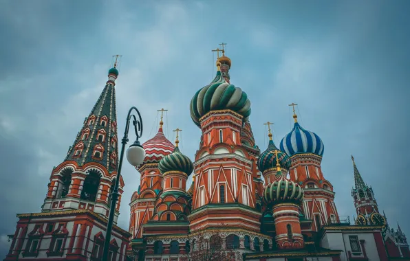 Картинка вид, Москва, Храм Василия Блаженного, купола