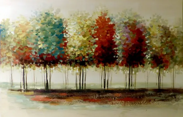 Картинка деревья, картина, акварель