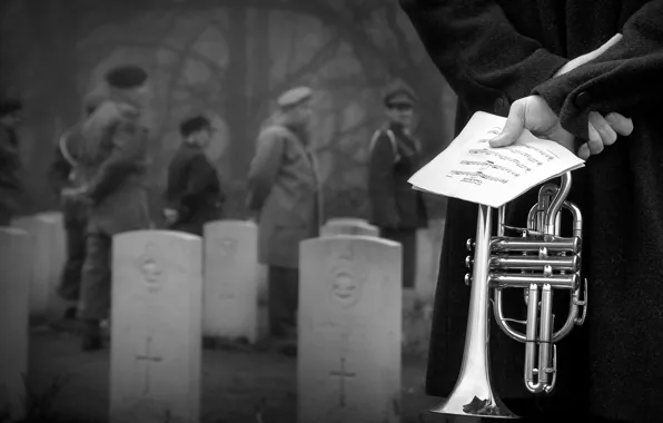 Картинка ноты, труба, кладбище, музыкант, военный, Memorial