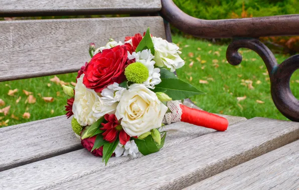 Картинка букет, red, white, flowers, roses, красные розы, свадебный, wedding bouquet