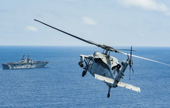 Картинка море, корабль, Sea Hawk, MH-60R