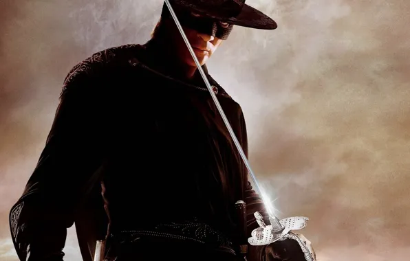 Картинка герой, актер, мужчина, шпага, испанец, Антонио Бандерас, фехтовальщик, честь, The Mask of Zorro, Алехандро Мурьетта, …