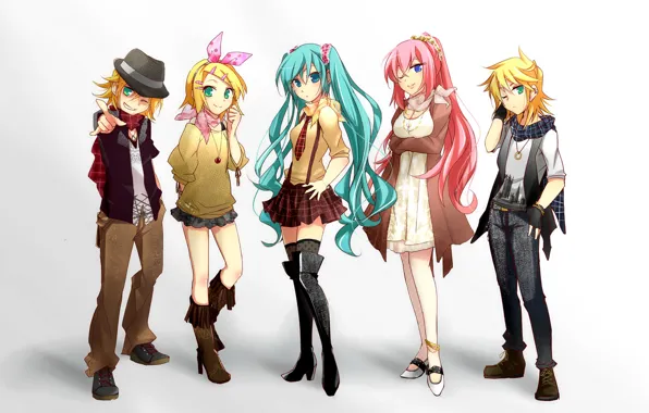 Картинка девушки, аниме, арт, парни, Vocaloid, Вокалоид