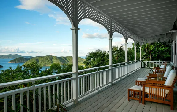 Картинка интерьер, балкон, терраса, House With Ocean Views on St. John