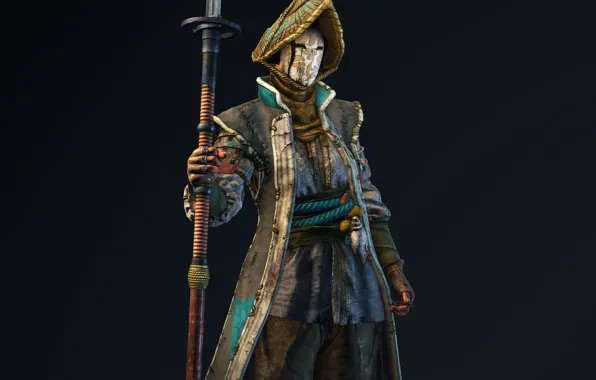 Картинка weapon, hat, blade, samurai, mask, warrior, spear, straw hat, For Honor, Nobushi, The Nobushi