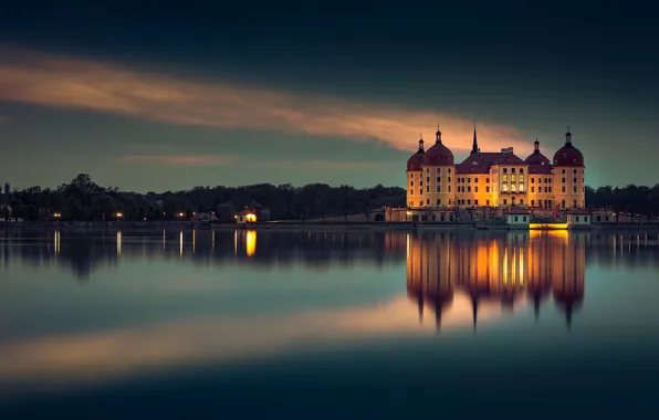 Картинка вечер, Германия, Germany, Moritzburg
