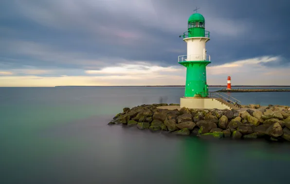 Картинка море, маяк, Германия, Baltic Sea, Warnemünde