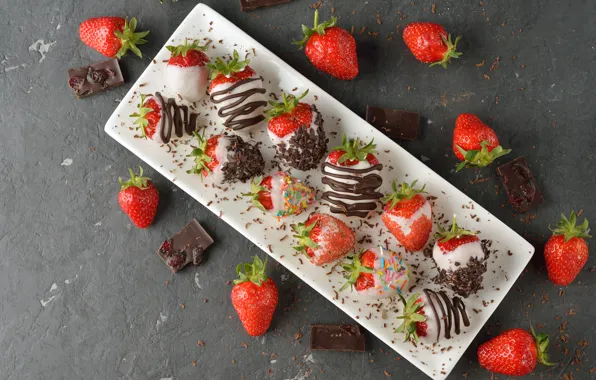Картинка ягоды, десерт, chocolate, dessert, клубника в шоколаде