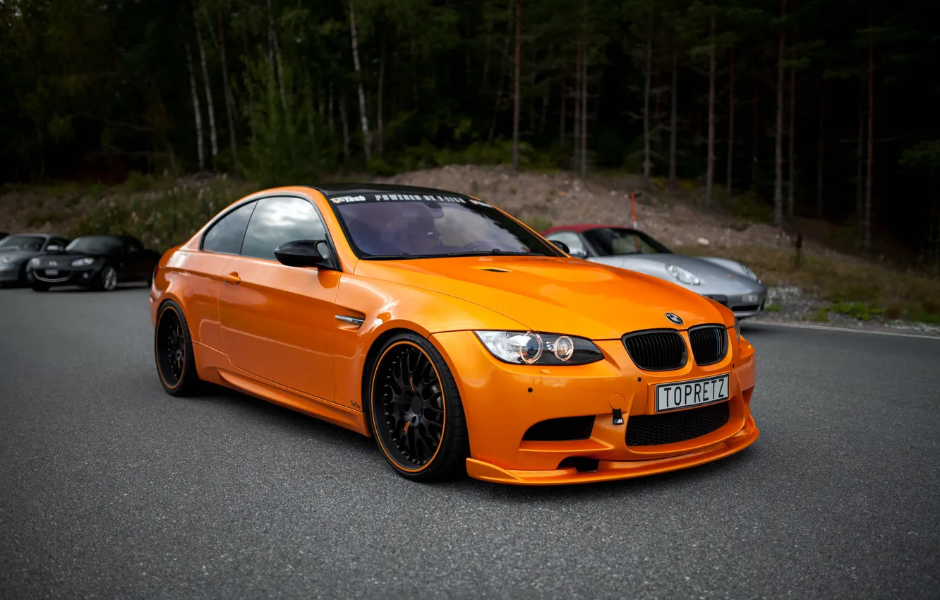 Фото обои BMW, БМВ, Оранжевый, Orange, e92, Автомобили, Купе