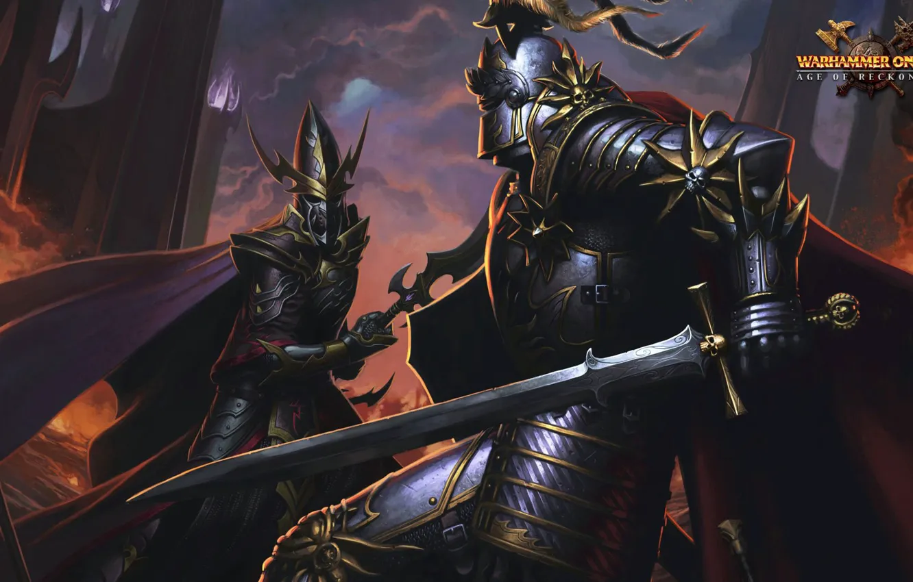 Фото обои sword, Age of Reckoning, armor, dark elf, knight, Warhammer onlin...