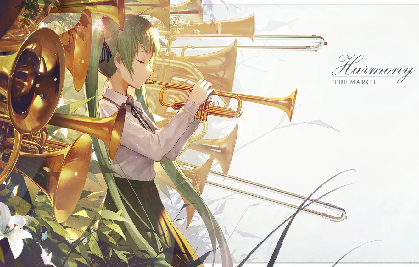 Фото обои трубы, музыка, Вокалоид, Хатсуне Мику
