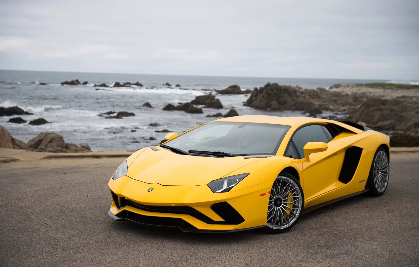 Фото обои побережье, Lamborghini, суперкар, Aventador S
