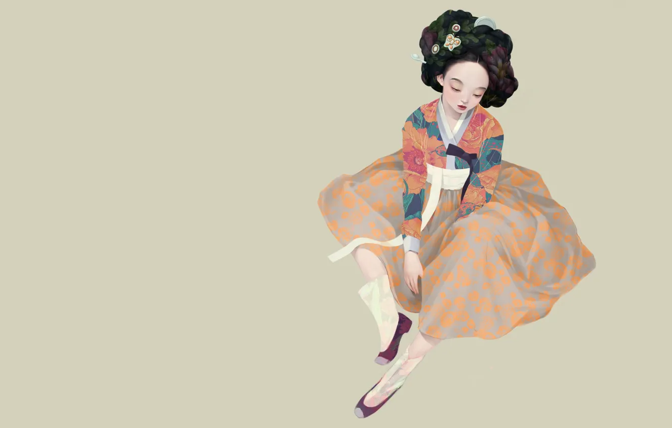 Фото обои арт, гейша, Korean geisha, Siwoo Kim