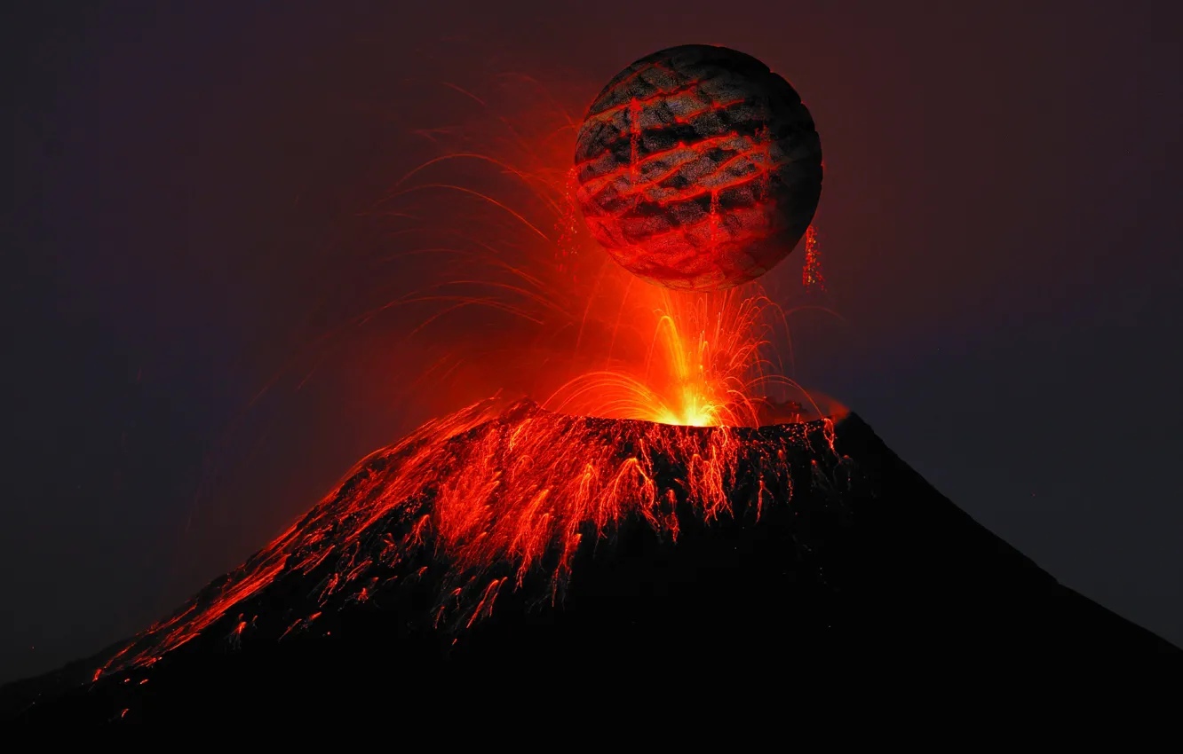 Фото обои огонь, апокалипсис, катастрофа, лава, гибель, извержение вулкана, черная планета
